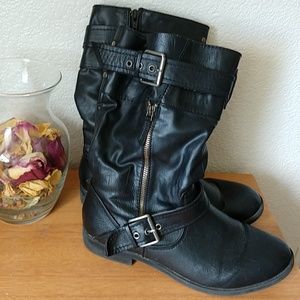 Report Black Slouch Moto Boots Vegan leather